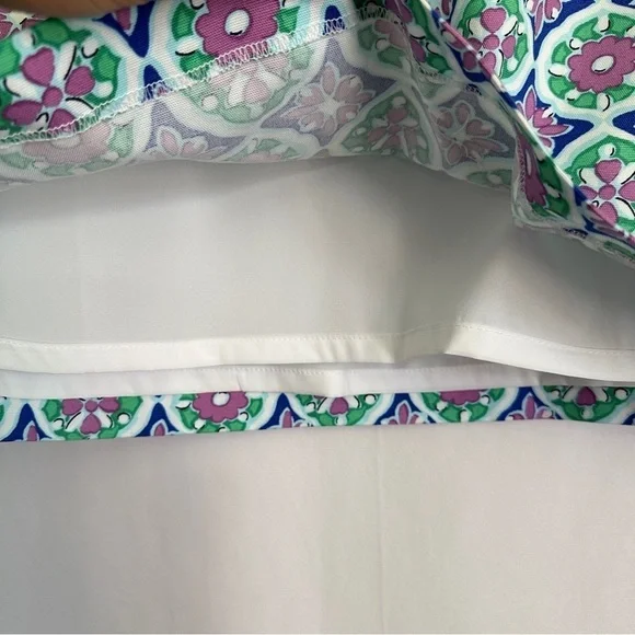 Talbots Women's A-Line Canvas Skirt Medallion Floral Print Green Blue Pink sz 10 - Picture 7 of 13